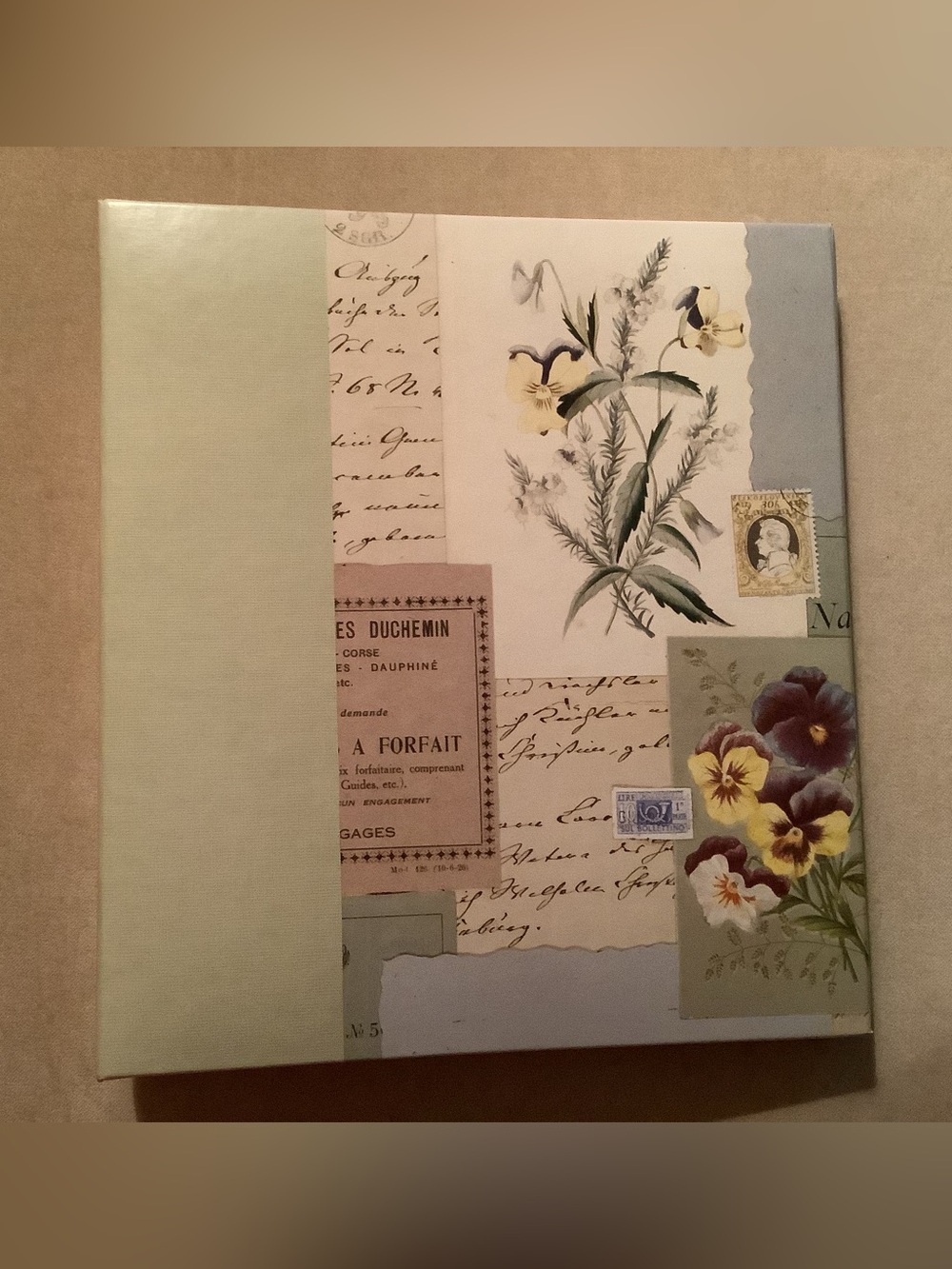 Floral Collage Photo Album - Pastel Green & Cream